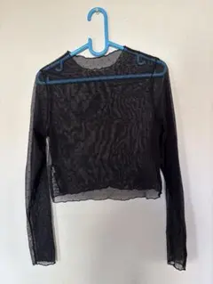 UNIQLO プリンセスタムタム ドットメッシュクロップドtシャツ 黒