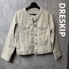 DRESKIP ドレスキップ ノーカラー デニムジャケット ストレッチ Mのサムネイル
