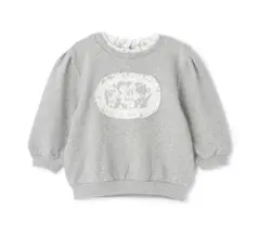 【未使用】プティマイン　レースロゴトレーナー　グレー　80 90