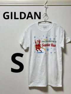 GILDAN 【Sサイズ】サンタラン Tシャツ ホワイト　ギルダン クリスマス