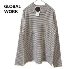 新品 グローバルワーク メルティリブハイネックプルオーバー ボーダー 春 薄手