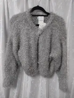 ボレロカーディガン　グレー　アウター　長袖