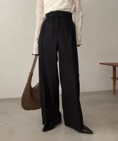 PSサイズ　CAPRICIEUX LE'MAGE ピンタックリボンパンツ　黒