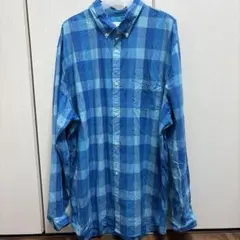 ギャップ チェック 長袖 シャツ ボタンダウン ビッグサイズ XXL 青 紺 綿のサムネイル