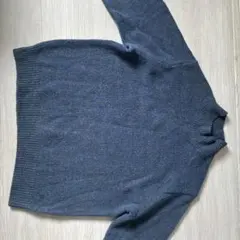 ダークブルー ハイネック ニットセーター