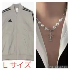 【新品】アディダスadidasジャケットカーキ色と十字架パールネックレス
