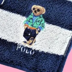 販売生産終了品ポロベア「スイングトップ柄」タオルハンカチ 新品希少白色系プレミア