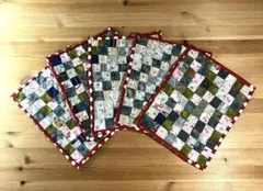 ハンドメイド作品のパッチワークキルトミニマット　5枚セット