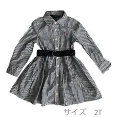 ポロラルフローレン 2T ストライプ シャツワンピース ベルト付 90cm位