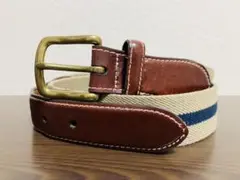エルエルビーン　レザーベルト　コットン　切り替え　ブラウン　アメリカ　USA