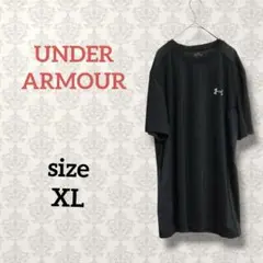 アンダーアーマー【XL】ワンポイントクルーネックTシャツ 大きめ 黒 ロゴ