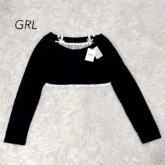 新品　GRL グレイル　リボン　レース　キャミ　レイヤード風　トップス　ブラック