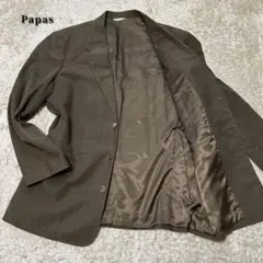 【大きいサイズ】パパス　テーラードジャケット　裏地あり　3つボタン　カーキ　LLのサムネイル