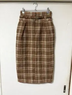 【美品】Mila Owen コクーンツイードスカート ブラウン　サイズ0