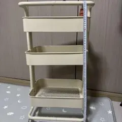 ベージュ キッチンワゴン 3段トレイ付き