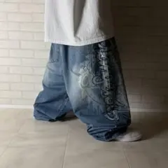 デッドストック！WU-TANG ウータン 極太 デニム バギーパンツ 光沢 刺繍 デッドストック！WU-TANG ウータン 極太 デニム バギーパンツ 光沢