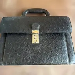 S312.30 オーストリッチレザー ブラックハンドバック