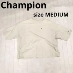 294○ Champion ベージュ 半袖Tシャツ MEDIUM