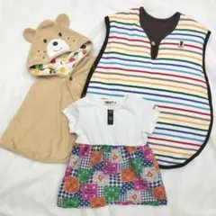 ミキハウス　3点セット　ダウンスリーパー　ワンピース　ポンチョ　ホットビスケッツ