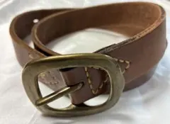 【牛革】真鍮製バックル　ブラウンレザー ベルト 約99cm メンズ