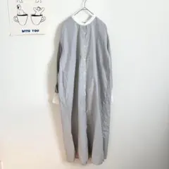 アースミュージックアンドエコロジー　シャツワンピース　バンドカラー　ストライプ