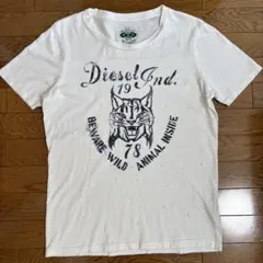 【Y2K】DIESEL ディーゼル ダメージ加工 Tシャツ S アニマル 猫 白