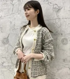 Mila Owen ツイードニットジャケット