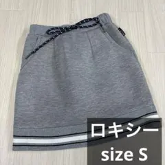 ロキシー　グレー　ミニスカート　裾ライン　スウェット　S