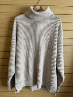 MONO-MART タートルネック リブニット 長袖 ベージュ Lのサムネイル