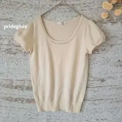 prideglide 半袖ニット アイボリー【M】パール装飾
