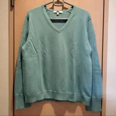 UNIQLO グリーン Vネックセーター 綿100％ レディース Lサイズ