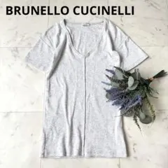 美品 ブルネロクチネリ モニーレ 半袖 カットソー リブ Tシャツ グレー Mのサムネイル