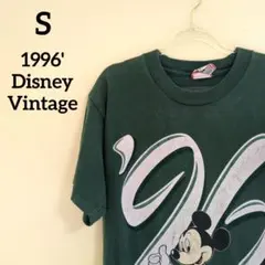 1996年Disney ヴィンテージミッキーマウスメンズTシャツダークグリーンS