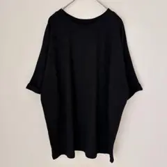 半袖Tシャツ 無地 ドロップショルダー オーバーサイズ ブラック【S】