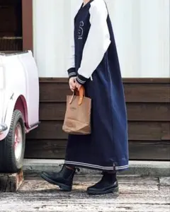 秋サニークラウズ大人カジュアル長袖スウェットロングワンピーススタジャンフェリシモ