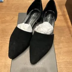 UNITED ARROWS ブラックスエードポインテッドトゥパンプス