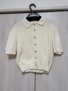 H&M 半袖ニットカーディガン オフホワイト