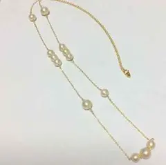 コットンパールロングネックレス♪③