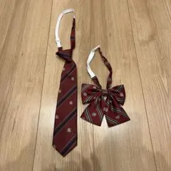 ワインレッド ストライプ ネクタイ リボンセット