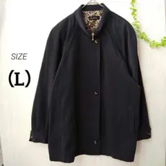 レオパード（裏地）ブラック ジャケット コート 羽織り L 肩パッド