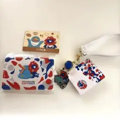 大阪関西万博 ミャクミャク ICOCA 木製パスケースセット 大阪関西万博限定！ JR西日本コラボ 合皮と木製パスケースとICOCA