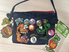 rat fink ハンドメイドデニムバッグ　（缶バッジ&芳香剤付き）