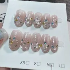 サイズオーダー ネイルチップ ちゅるんわんほんピンク埋め尽くし