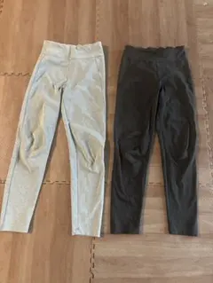【中古】UNIQLOエアリズムズボン（レギンス）ブラック＆グレー2本セット