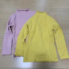 長袖　ハイネック　カットソー ピンク イエロー 2枚セット