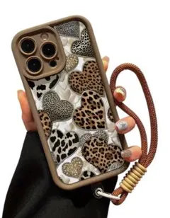 値下げ♪新品！レオパードハートデザイン プリントiPhone16proケース