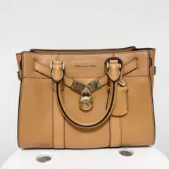 ［美品］MICHAEL KORS ハミルトン サッチェル キャメル ハンドバッグ