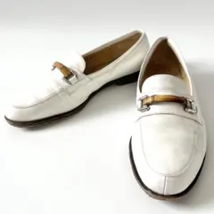 GUCCI グッチ バンブー　ローファー ホワイト 37 1/2C