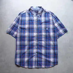 CHAPS チャップス 半袖BDチェックシャツ 2XL ブルー 刺繍ロゴのサムネイル
