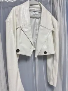 MIX クロコダイル風ホワイトジャケット レザージャケット アウター ショート丈